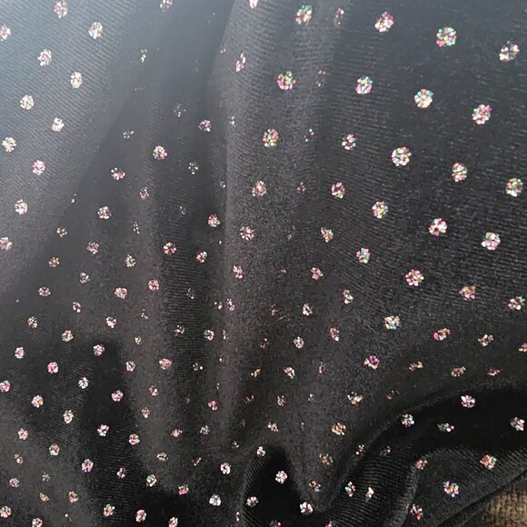 Candie's Black Velvet Sparkly Polka Dot Keyhole Back Halter Dress Women's Large - Picture 10 of 10